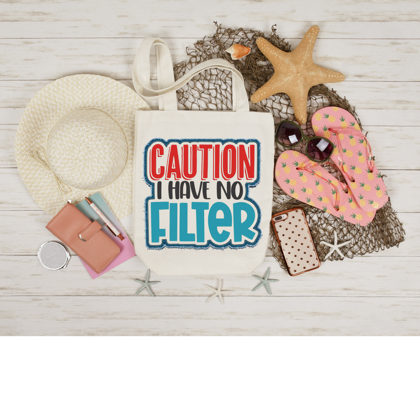 Caution No Filter Tote Bag