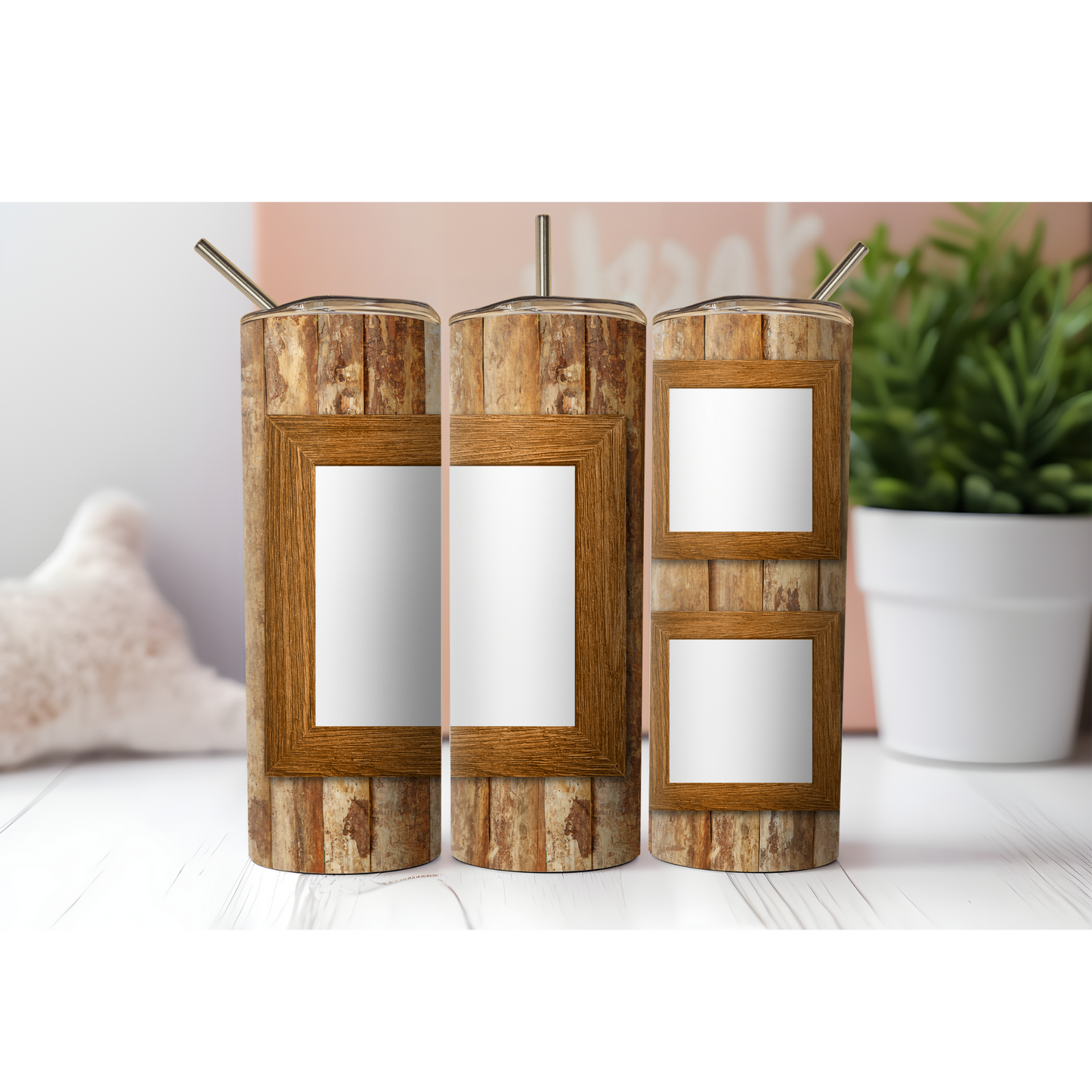 Wood Frame Photo Tumbler