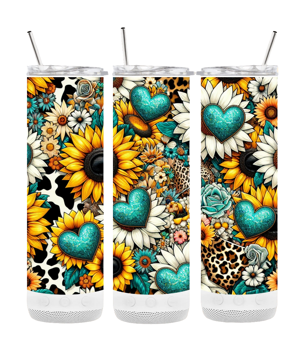 Sunflowers and Hearts Bluetooth Tumbler