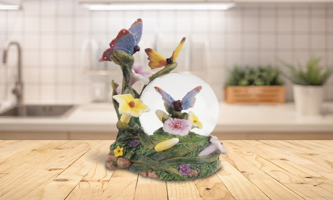5"H Butterflies Glitter Snow Globe