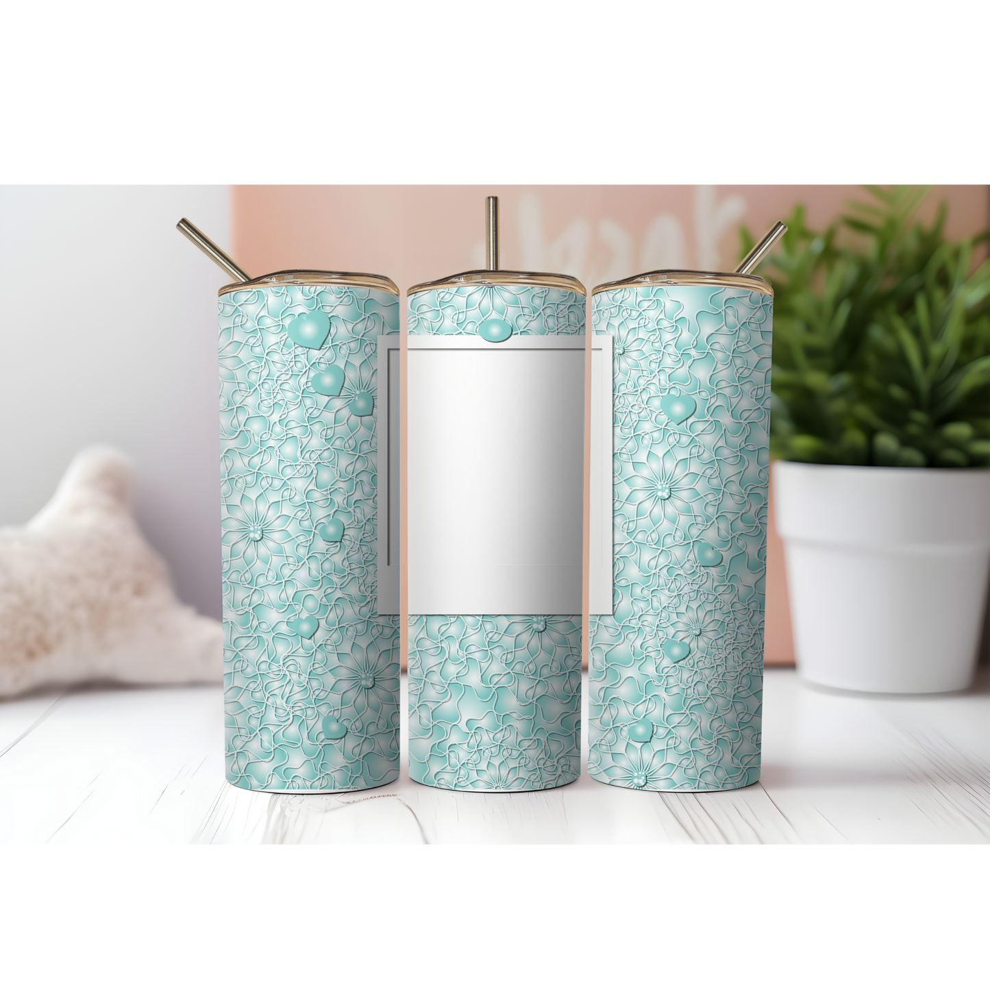 Blue Flower Photo Tumbler