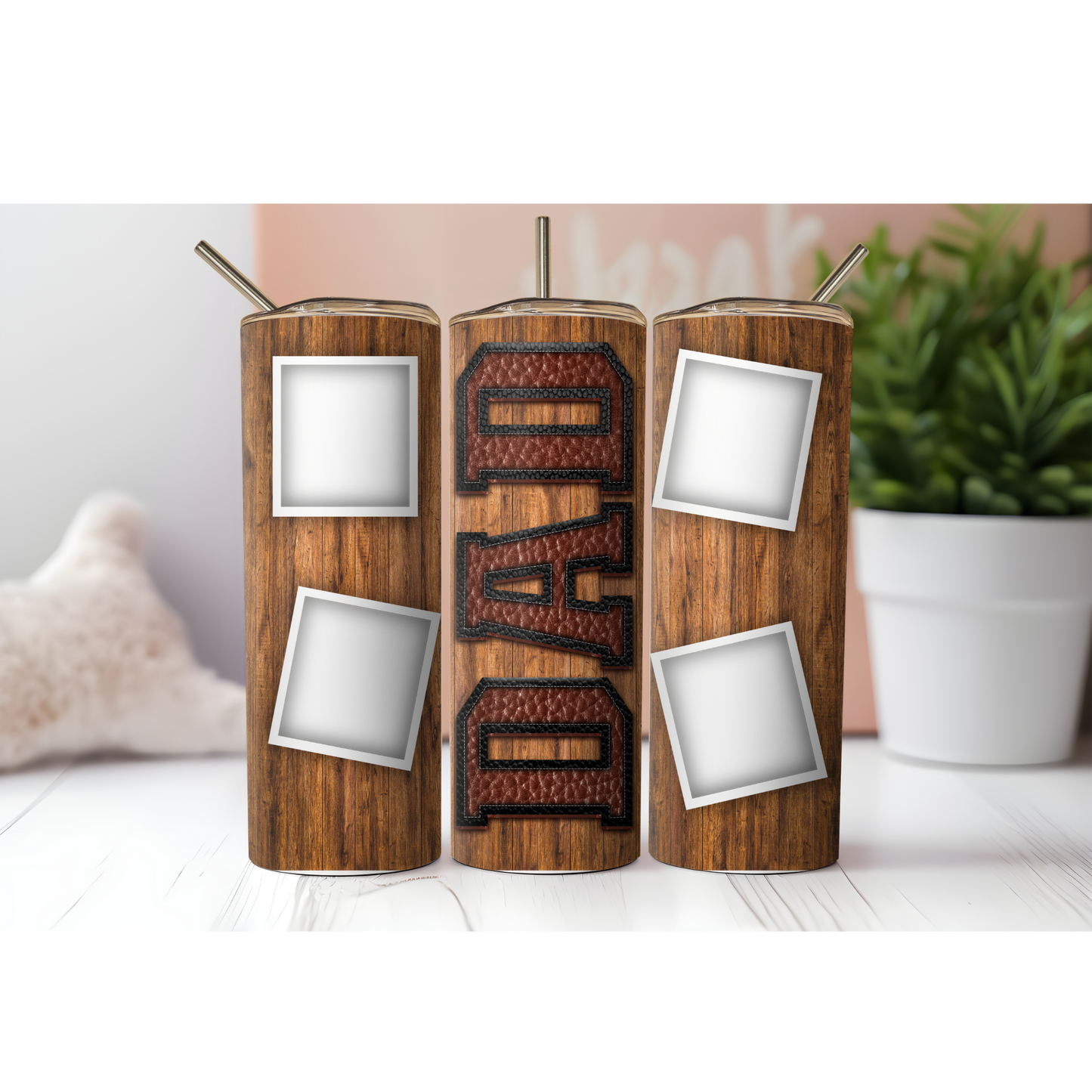 Dad Wood Stain Photo Tumbler