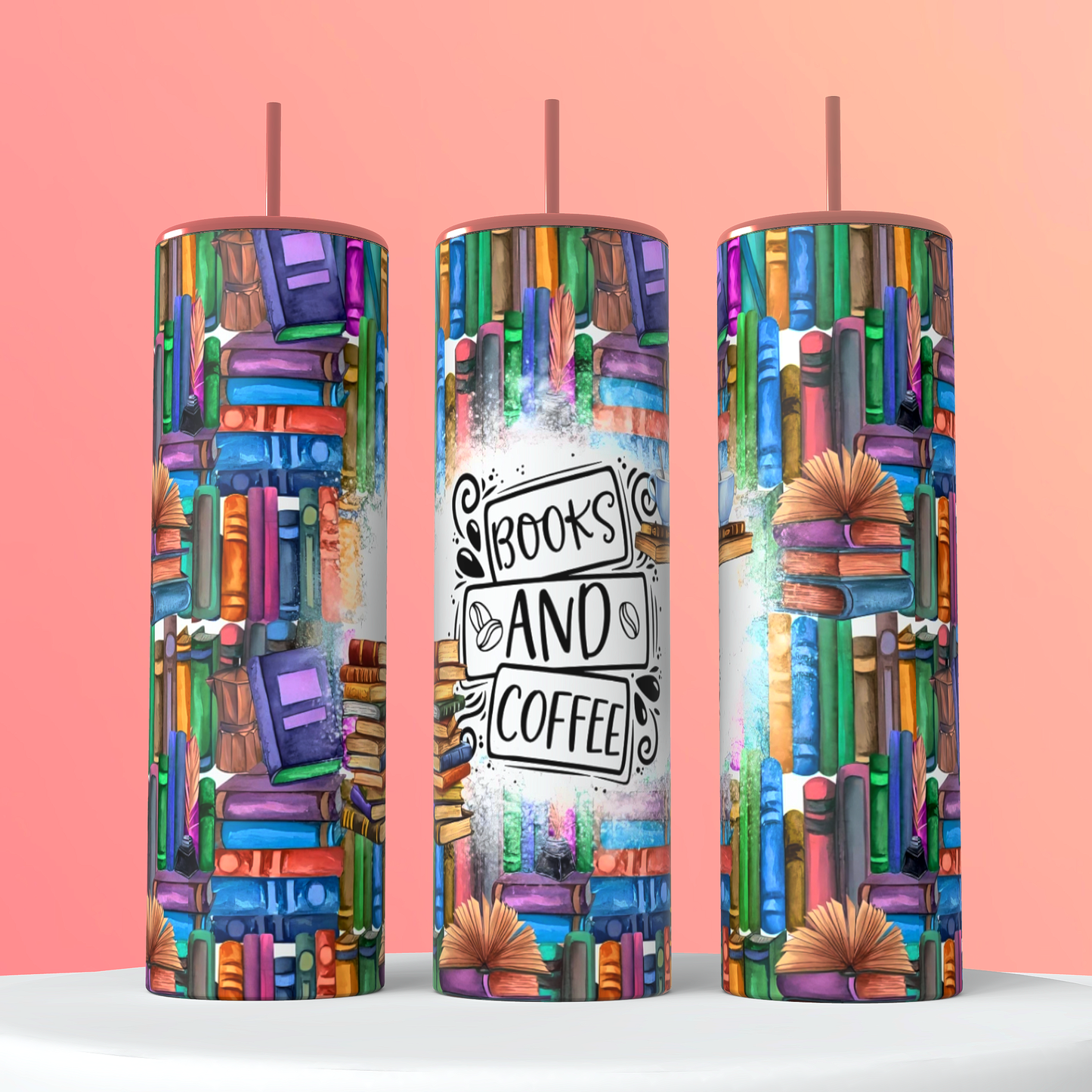 Books and Coffee Tumbler