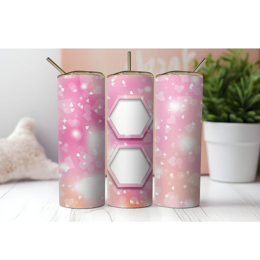 Pink Heart and Sparkles Photo Tumbler