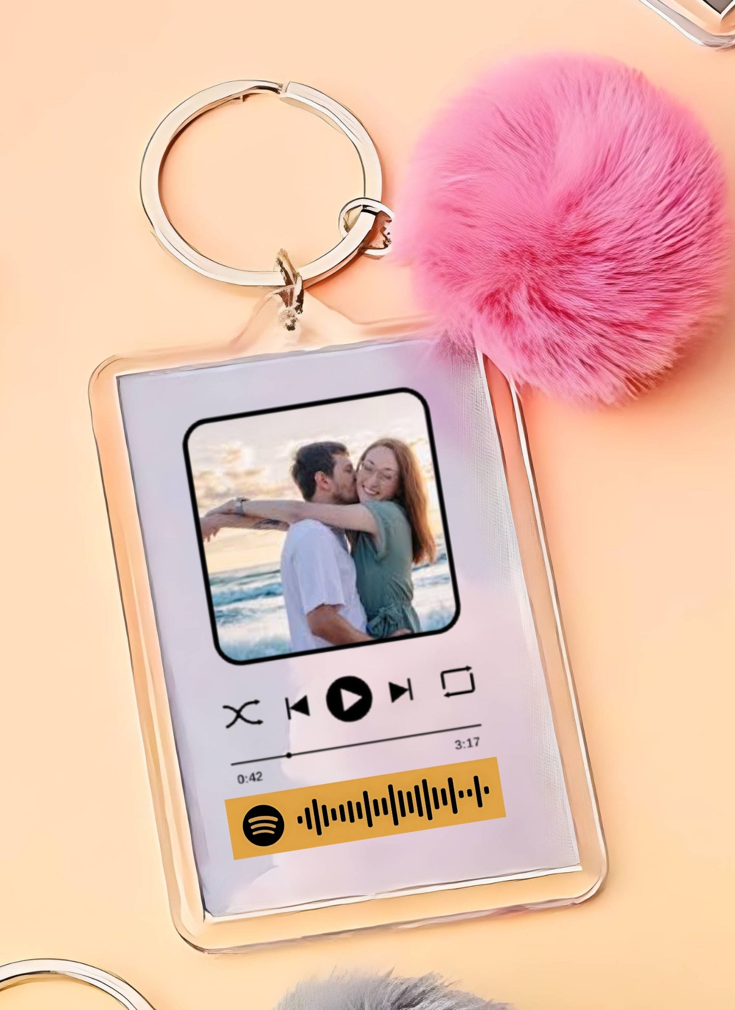 Spotify Code Keychain W/ PomPom