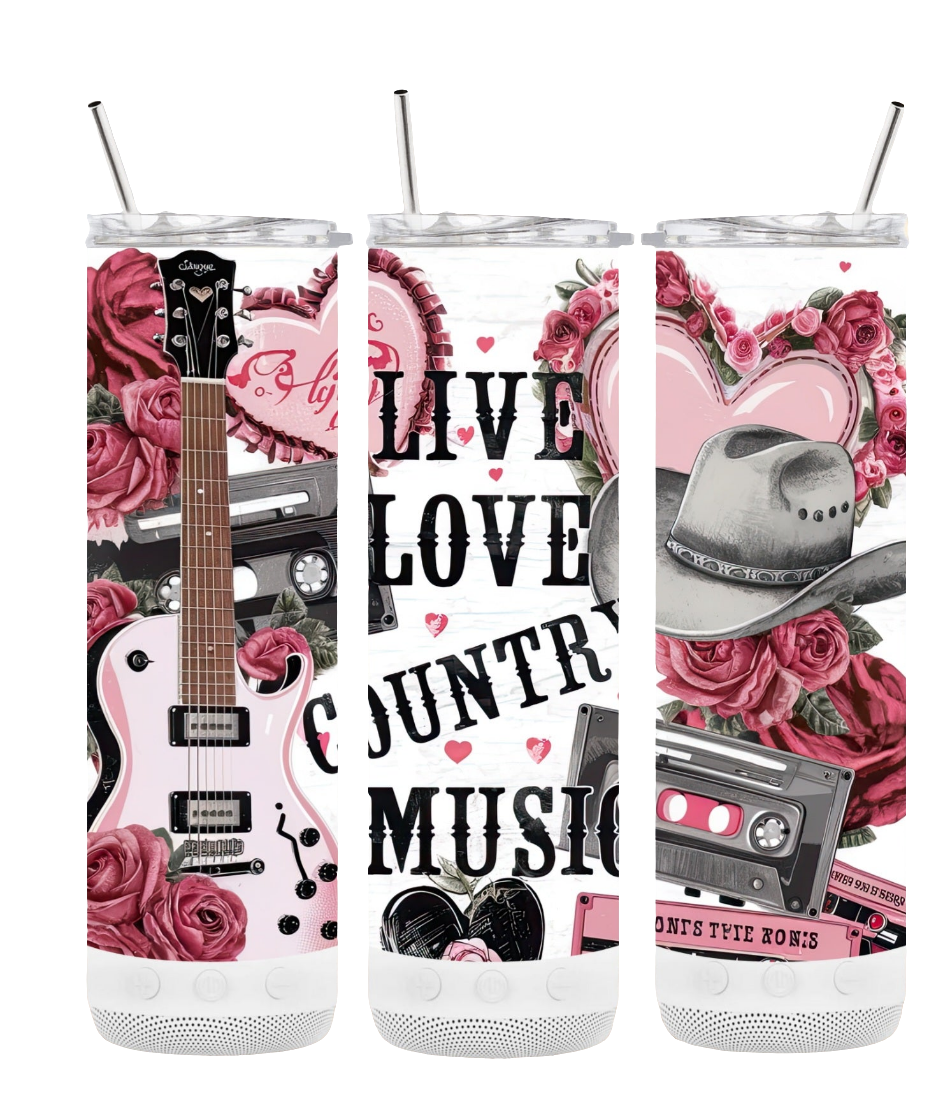 Live Love Country Music. Bluetooth 20 oz Tumbler