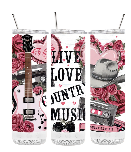 Live Love Country Music. Bluetooth 20 oz Tumbler