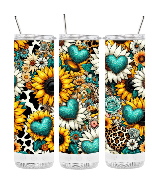 Sunflowers and Hearts Bluetooth Tumbler