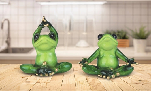 2 Pc Yoga Frog Figurine