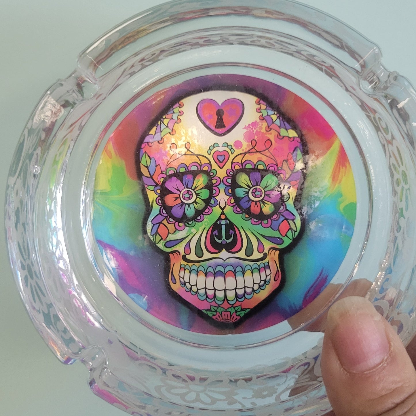 Glass Round Ashtray Assortment GLOW IN DARK