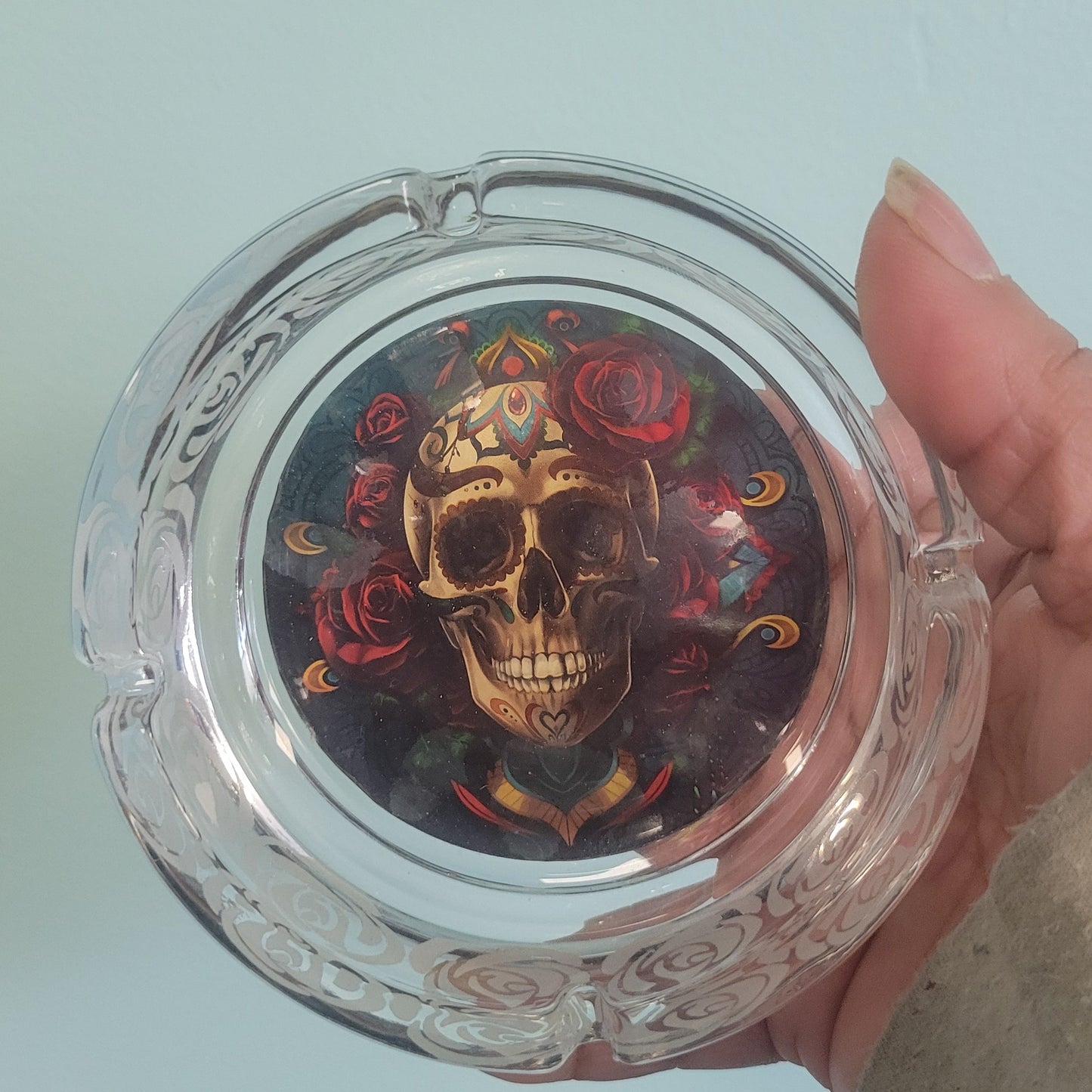 Glass Round Ashtray Assortment GLOW IN DARK