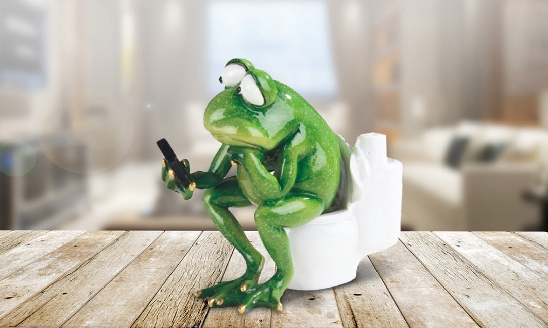 5.75"W Frog Sitting On Toilet
