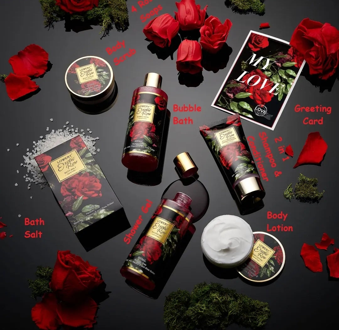 13 Piece, Exotic Rose Bath Set