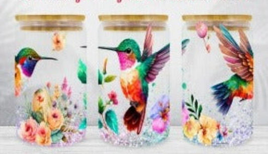 Humming Bird-Glass Can Tumbler